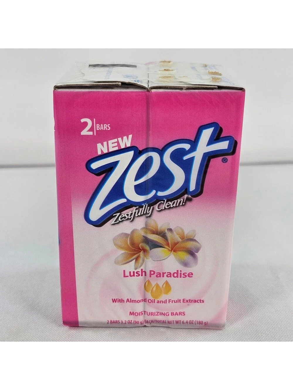 Zest Lush Paradise Moisturizing Bar Soap 2 Bars Almond Oil Fruit Extracts 6.4oz